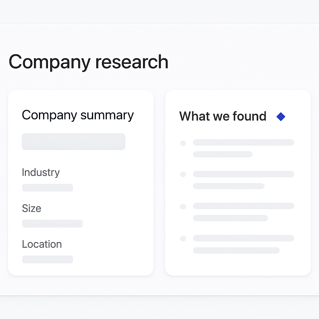Outbound Copilot AI company research panel summarizing key insights about a prospect's company