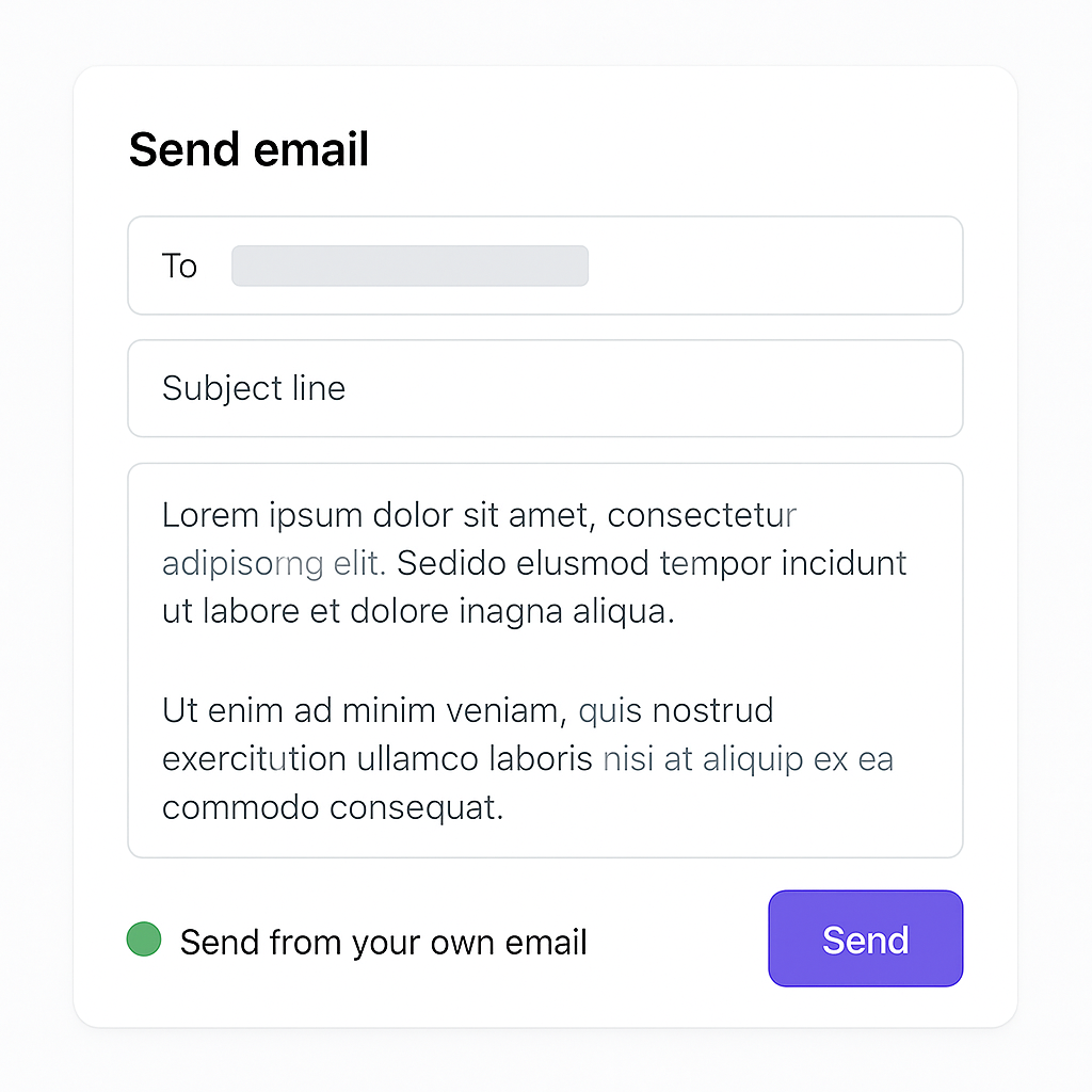 Outbound Copilot email composer sending personalized outbound email from your own email provider